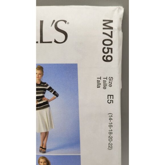 McCalls Pattern Misses Vest Jacket Top Skirt Pants Size E5 14-22 M7059 UNCUT - Picture 2 of 3